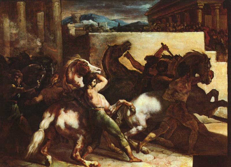  Theodore   Gericault The Race of the Barbary Horses Germany oil painting art